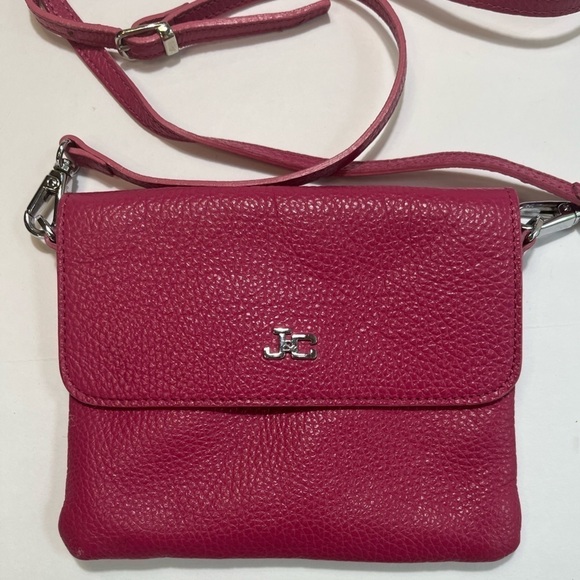 JACKY & CELINE Pink Sherbet Pebble Leather Crossbody Bag Made in Italy Coquette - Picture 1 of 14